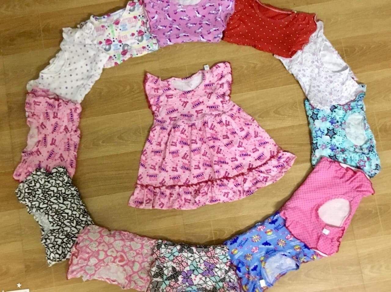 Combo 4 váy thun cotton xuất khẩu cho bé từ 8-18kg