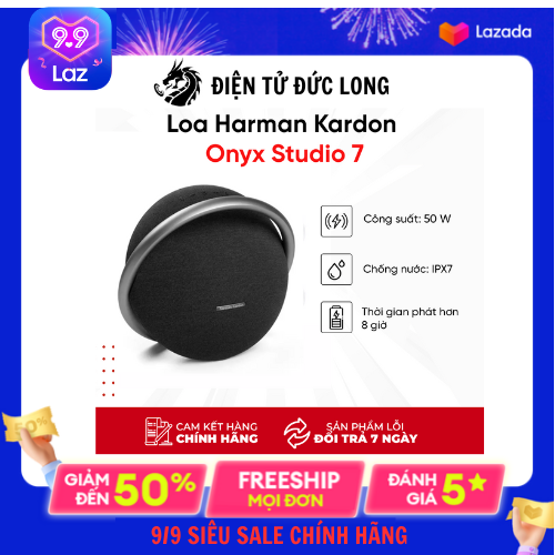 Loa bluetooth harman kardon onyx studio 7 công suất 50w, pin 8h, aux, bluetooth 4.2 made in usa - hàng chính hãng bảo hành 12 tháng