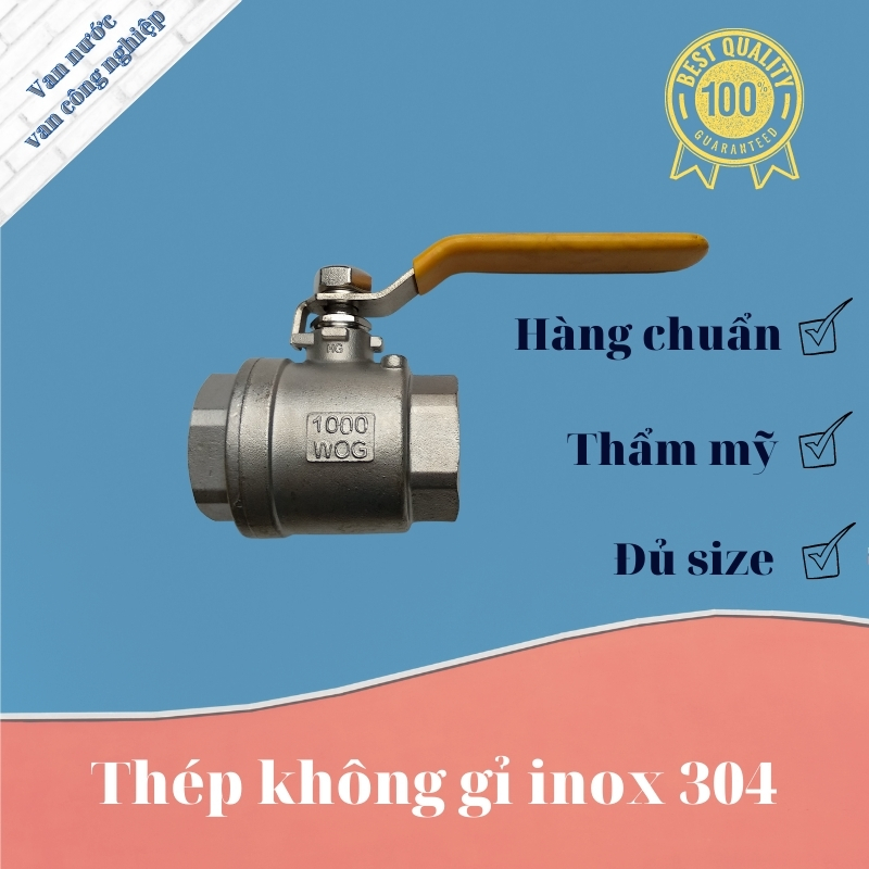 van bi inox 304 phi 42 van nước tay gạt chất liệu bằng thép không gỉ