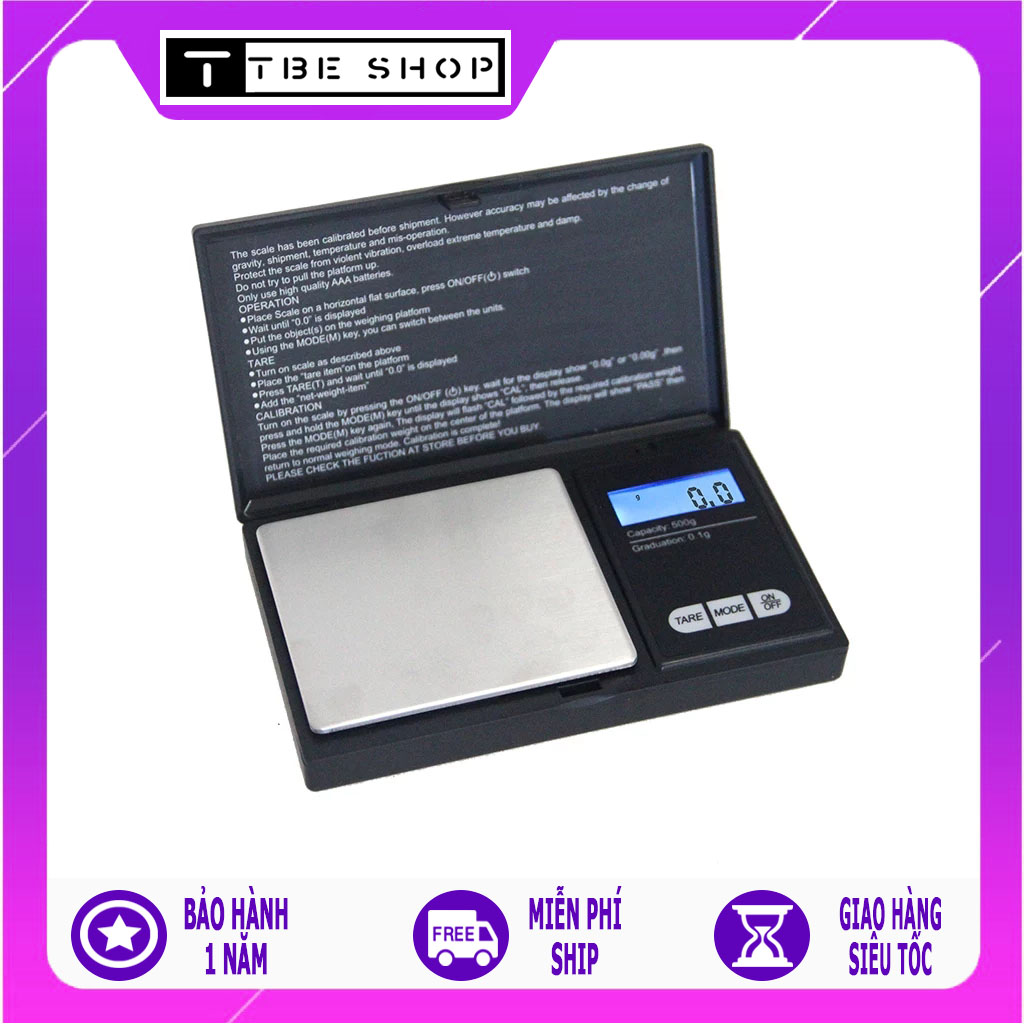 Cân Tiểu Ly Điện Tử Mini 200g 500g 0.01 Nhỏ Gọn Bỏ Túi Độ Chính Xác Cao Bảo Hành 1 Năm ( Màu Đen ) TBE Shop