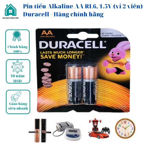 Pin tiểu duracell alkaline aa rl6, 1.5v