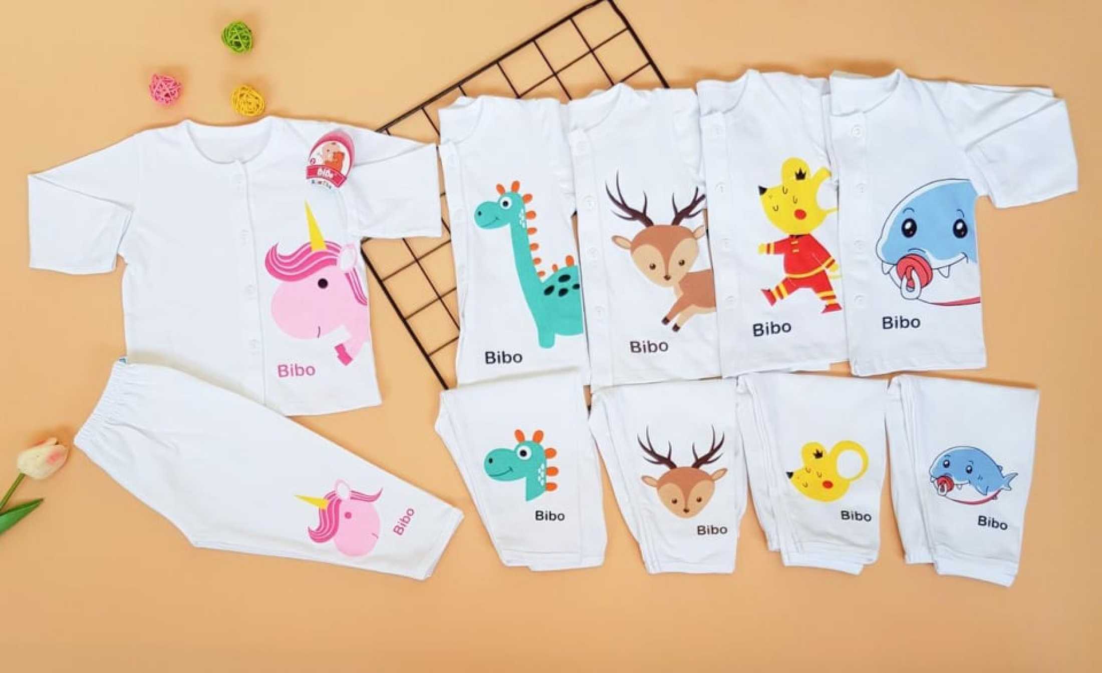 Sét 5 Bộ Dài Tay Cài Cúc Giữa Cho Bé Trai, Bé Gái Từ 5-15kg, Quần Áo Sơ Sinh, Đồ Bộ Cho Bé, Quần Áo Trẻ Em