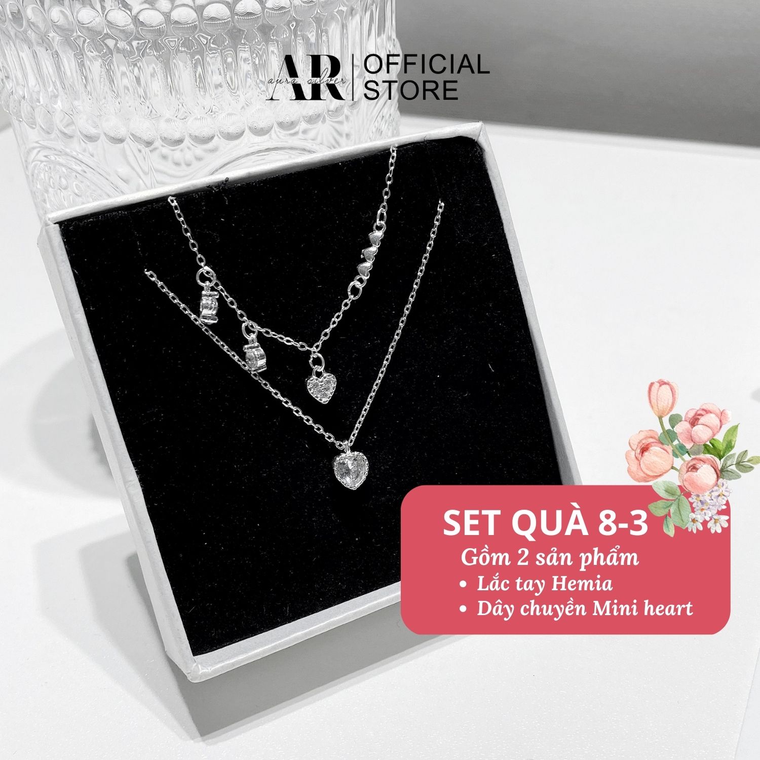 Set dây chuyền+lắc tay Sweetie by Aura Silver
