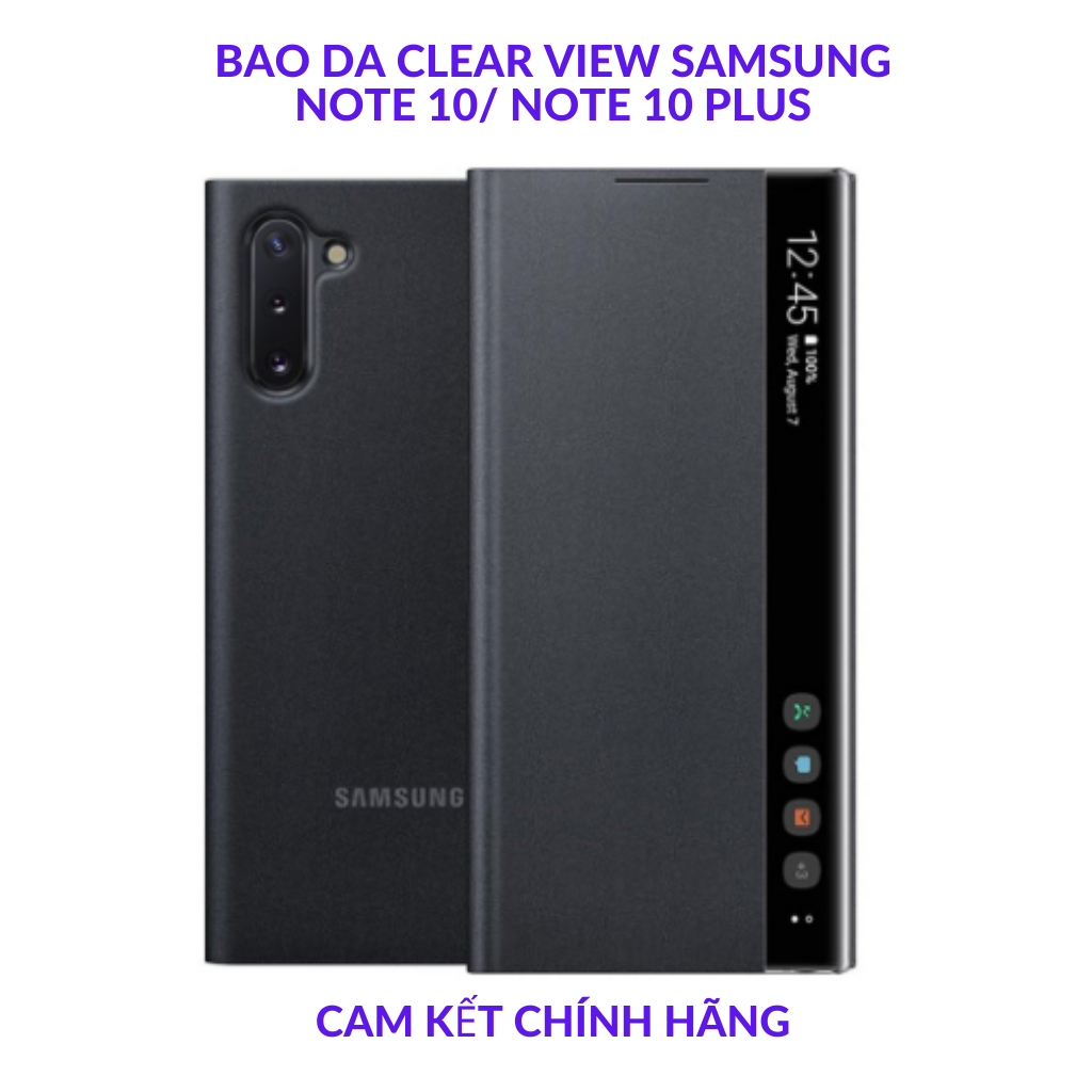 Bao da clear view samsung galaxy note 10, note 10 plus, màn hình led thông báo, chống sốc, báo cuộc gọi, báo thời gian hàng chính hãng