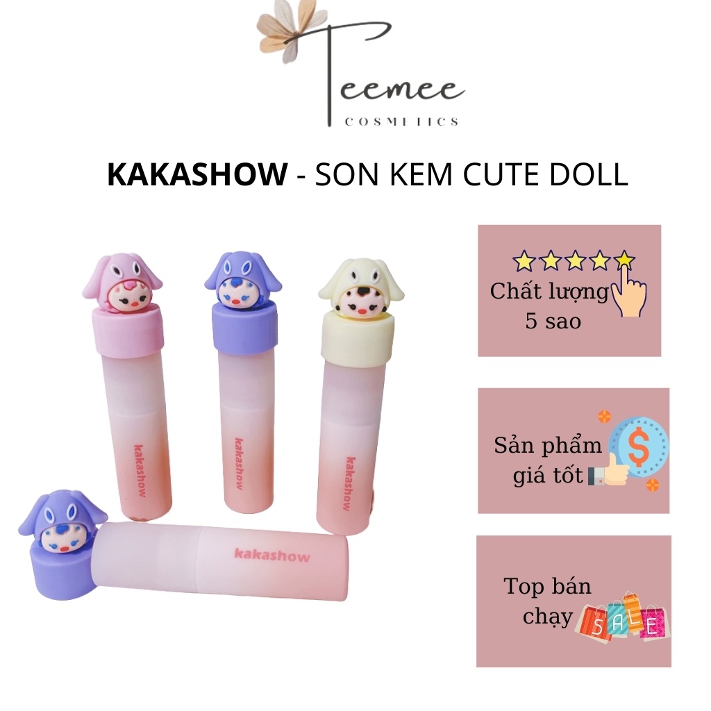 Son kem lì Kakashow hình búp bê, dễ thương mềm môi dễ thương hot trend