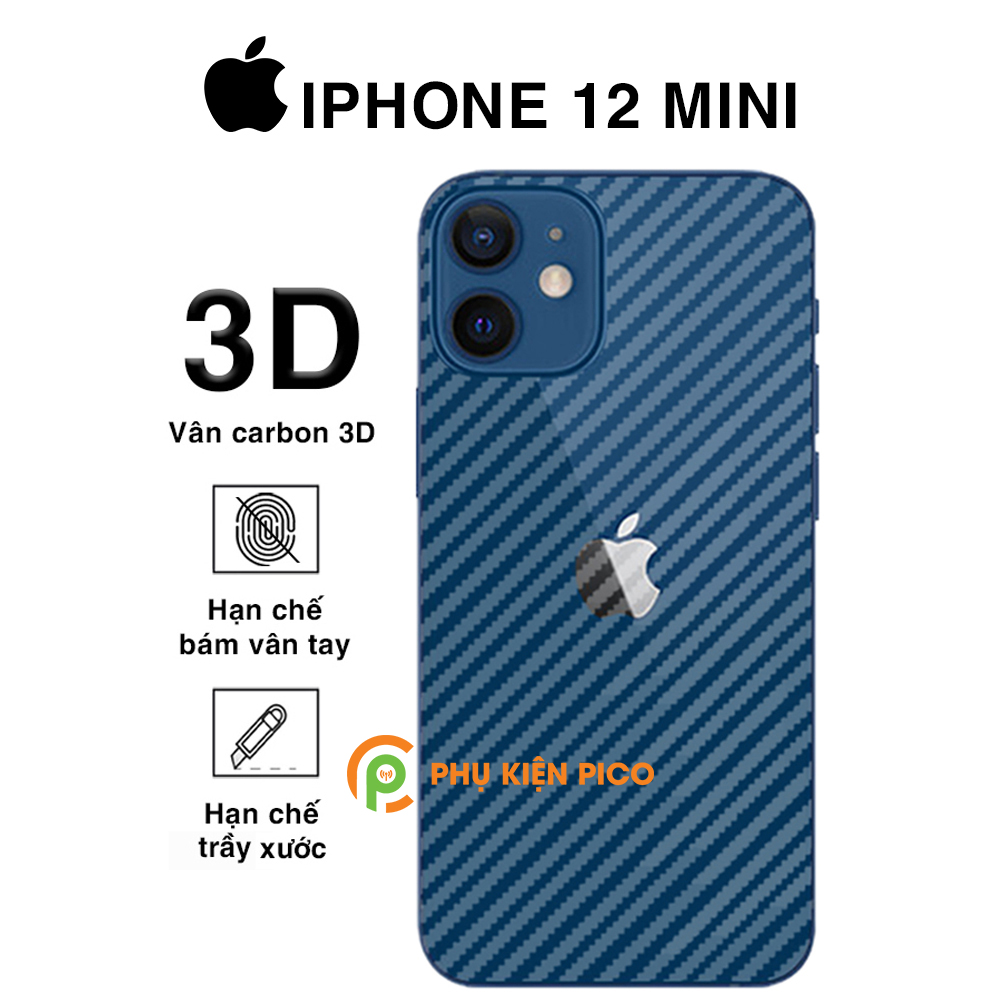 Dán lưng Iphone 12 Mini vân carbon 3D tản nhiệt tốt - Dán lưng vân carbon Iphone 12 Mini - Dán lưng Iphone 12 Series