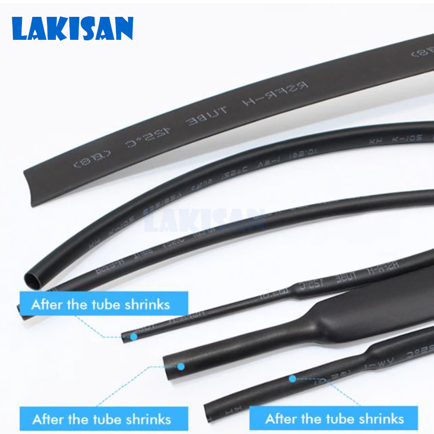 [1m] Ống Dây Gen Co Nhiệt Cách Điện - LAKISAN Phi 10,12,14,16,18,20,25,30,35,40mm|Trong Suốt | Màu Đen|Màu Đỏ - Xanh - Vàng- Trắng