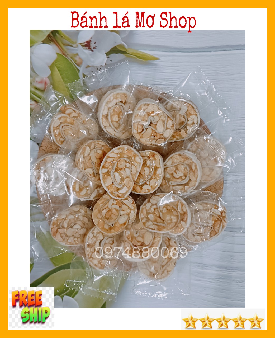 {FREESHIP}1 kg kẹo dừa cuộn đậu phộng BẾN TRE- BÁNH LÁ MƠ SHOP