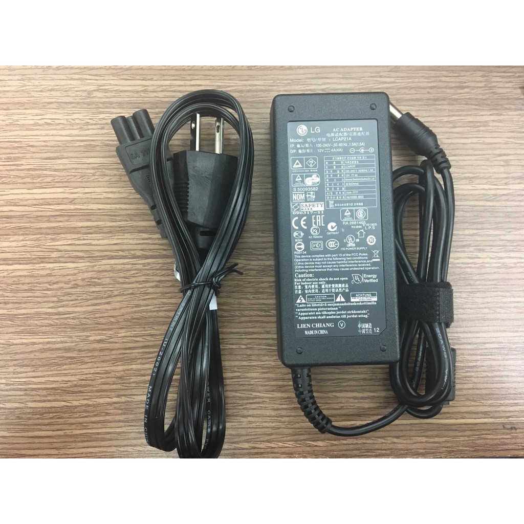 Adapter nguồn 12v - 4a cho màn hình máy tính lg - kèm dây nguồn
