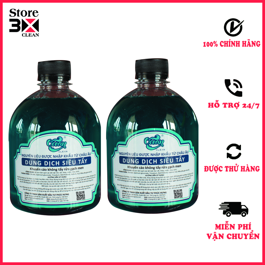 Combo 2 chai nước rửa xe không chạm ocean 500ml hàng chính hãng tẩy rỉ sét kim loại