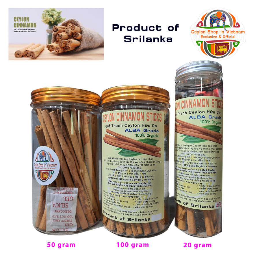 Quế thanh Ceylon hữu cơ handmade thượng hạng Alba size 20g - 1kg