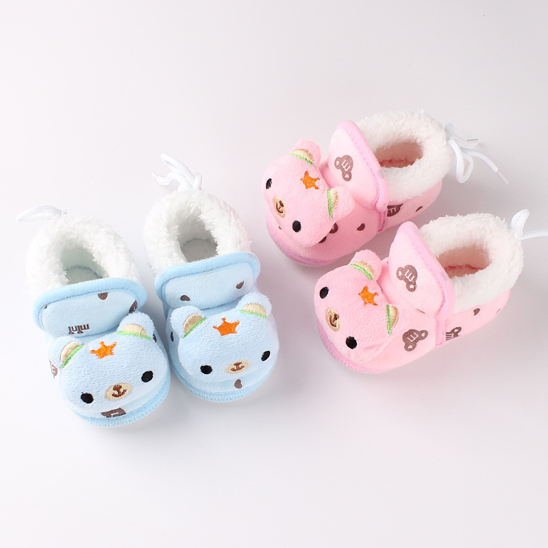 Giày tập đi cho bé từ 0-1 tuổi vải bông mềm êm GẤU 3D dễ thương, giày bé trai bé gái thu đông giữ ấm, phong cách HOT