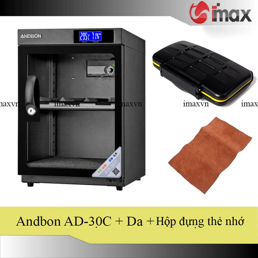 Tủ chống ẩm Andbon AD-30C - Công nghệ Japan + Hộp đựng thẻ chống nước + Tặng da lau len