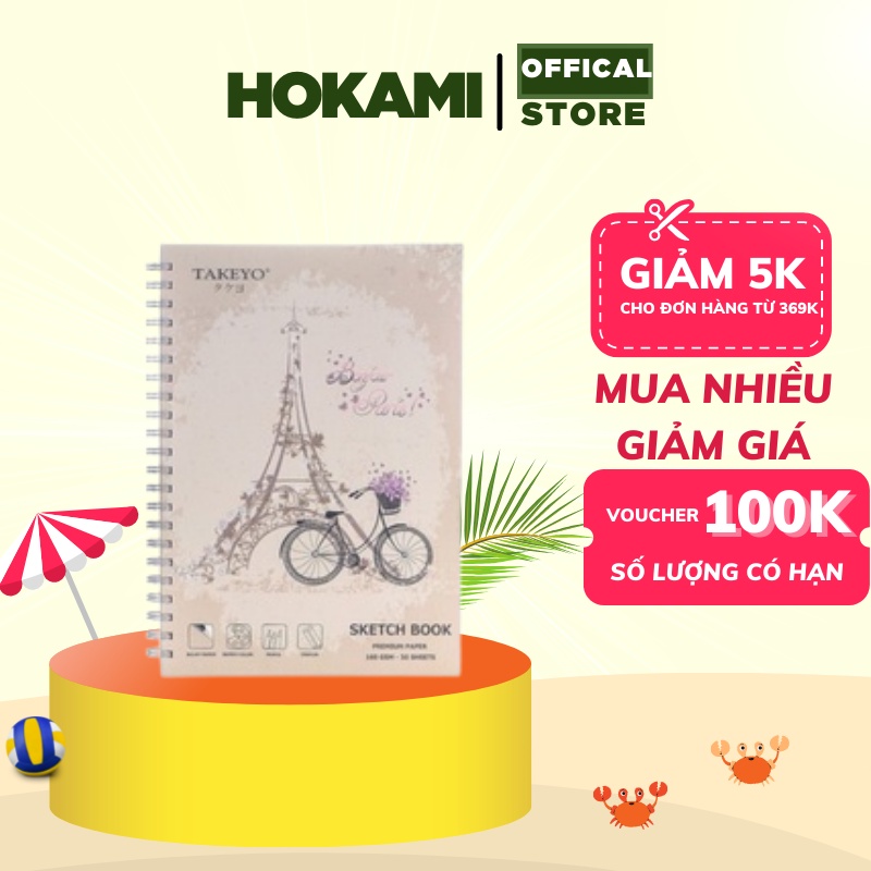 Sổ vẽ lò xo takeyo b5/ a5 / a6 50 tờ - hokami store