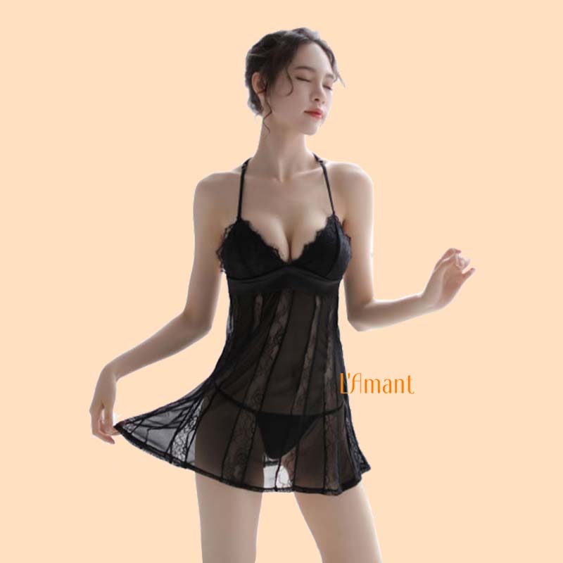 Váy ngủ lưới ren cotton gợi cảm cao cấp Lamant