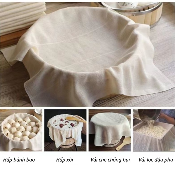 Set 5 Miếng Vải Lọc Hấp Thực Phẩm , Vải Lọc Bột , Khăn Bọc Đậu Phụ, Size 60x60cm Tiện Dụng Mềm Mịn Chịu Nhiệt