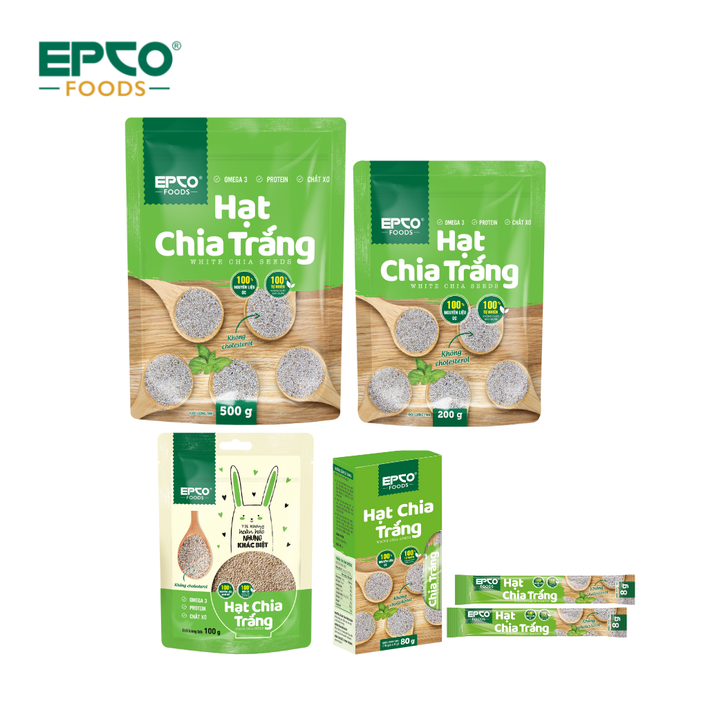 Hạt chia trắng epco foods xuất xứ úc 100% tự nhiên không chất bảo quản giàu omega 3 protein chất xơ vitamin giàu dinh dưỡng