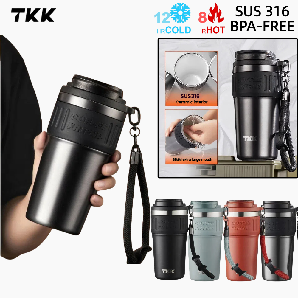  Cốc Giữ Nhiệt 600Ml Bình Giữ Nhiệ tcà phê Có Ống Hút Chính Hãng Lót Gốm Inox 316 Tráng Sứ TKK 