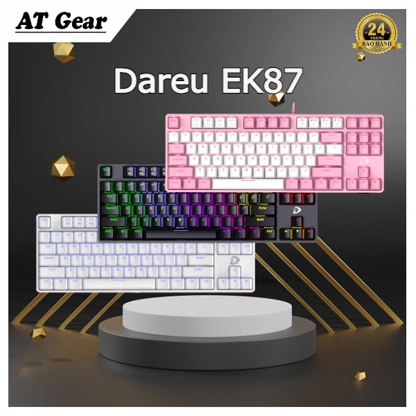 Bàn phím cơ gaming dareu ek87 pink-white
