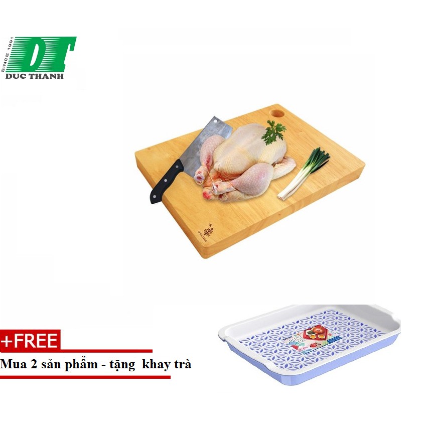Thớt chữ nhật có lỗ treo nhỏ gỗ đức thành 06471/ 07471- mua 2 tặng kèm 1 khay trà
