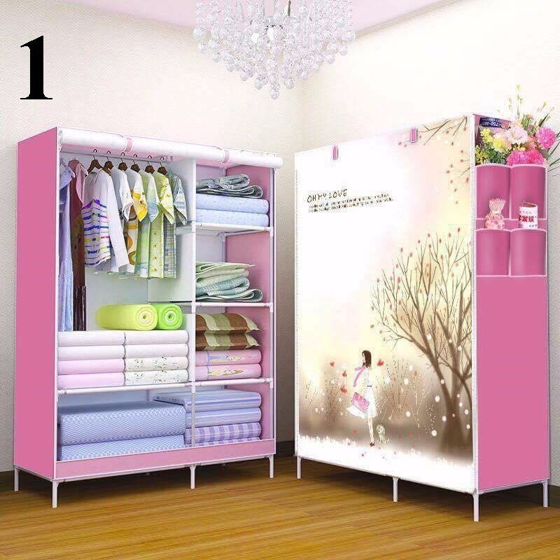 Tủ vải đựng quần áo 2 buồng 3d cao cấp