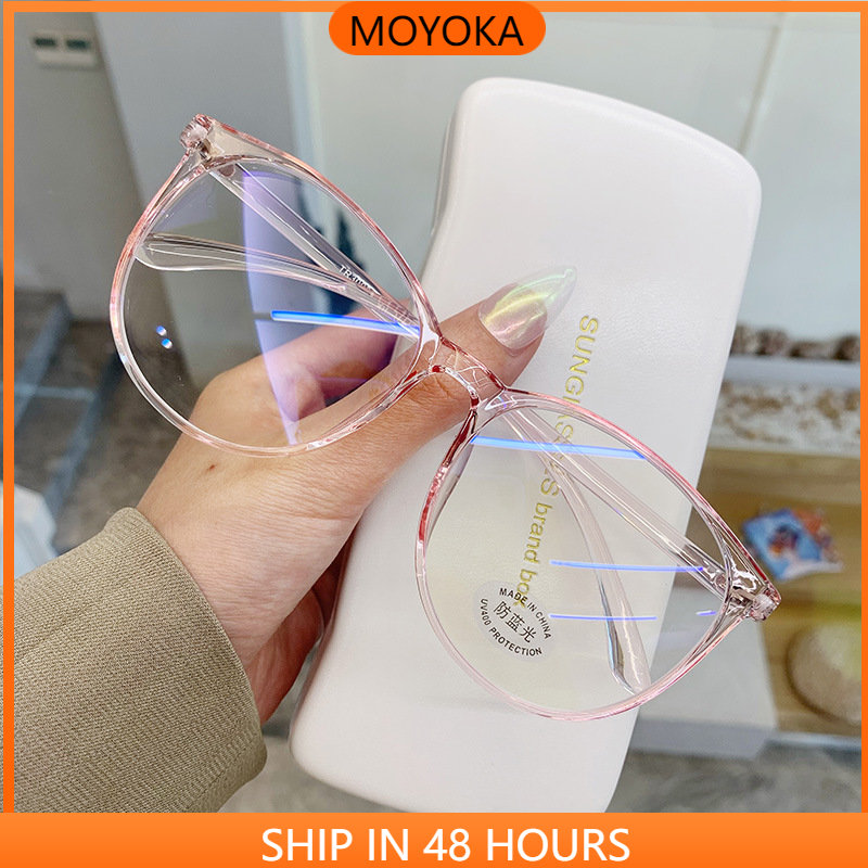 MOYOKA Kính Máy Tính Kính Chống Bức Xạ Thấu Kính Trong Suốt Phụ Nữ Tròn Kính Chống Ánh Sáng Xanh Kính Nam Kính Phụ Nữ