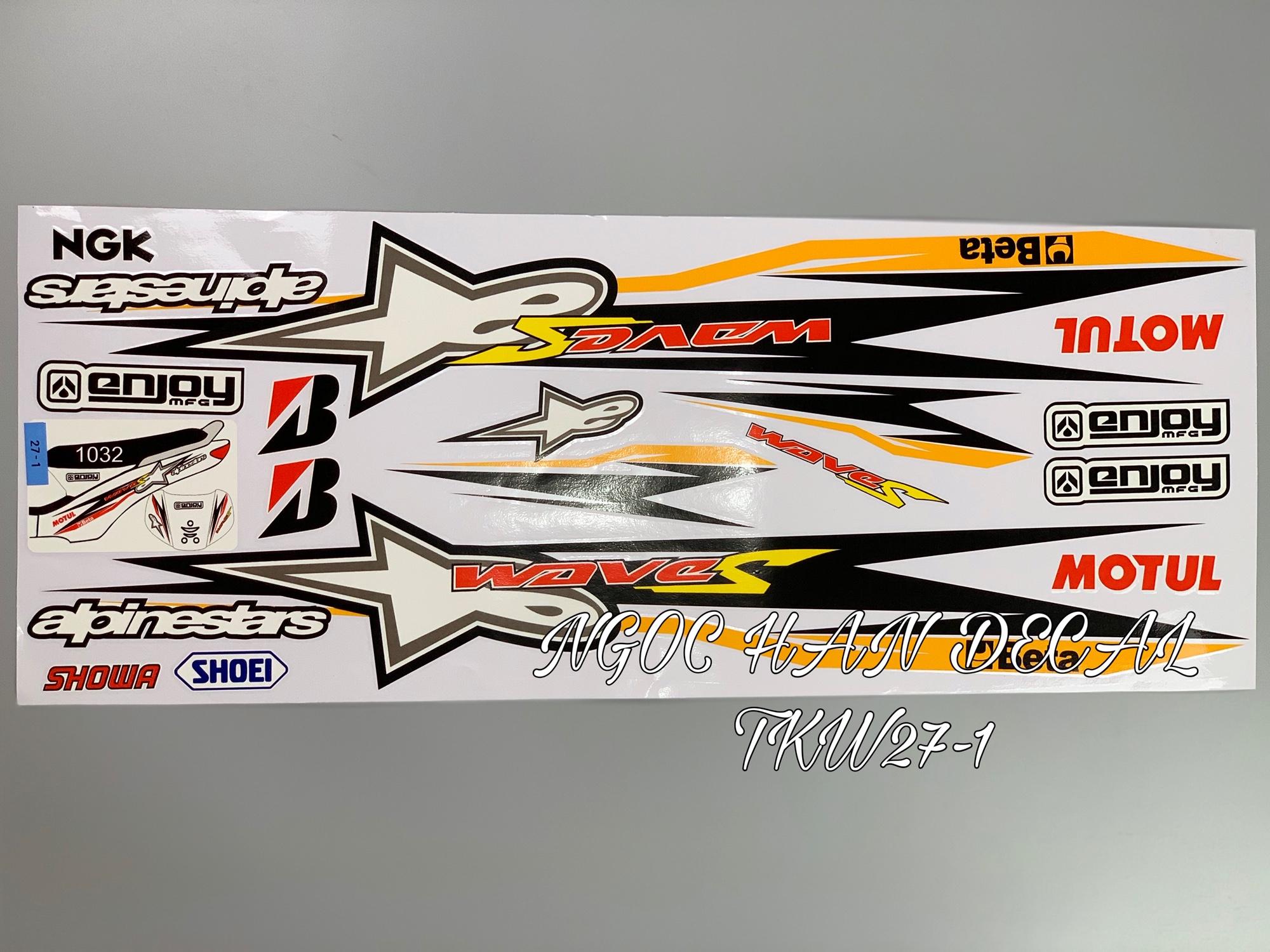 Tem chế nguyên bộ Motul màu vàng đen cho xe wave -- NGỌC HÂN DECAL