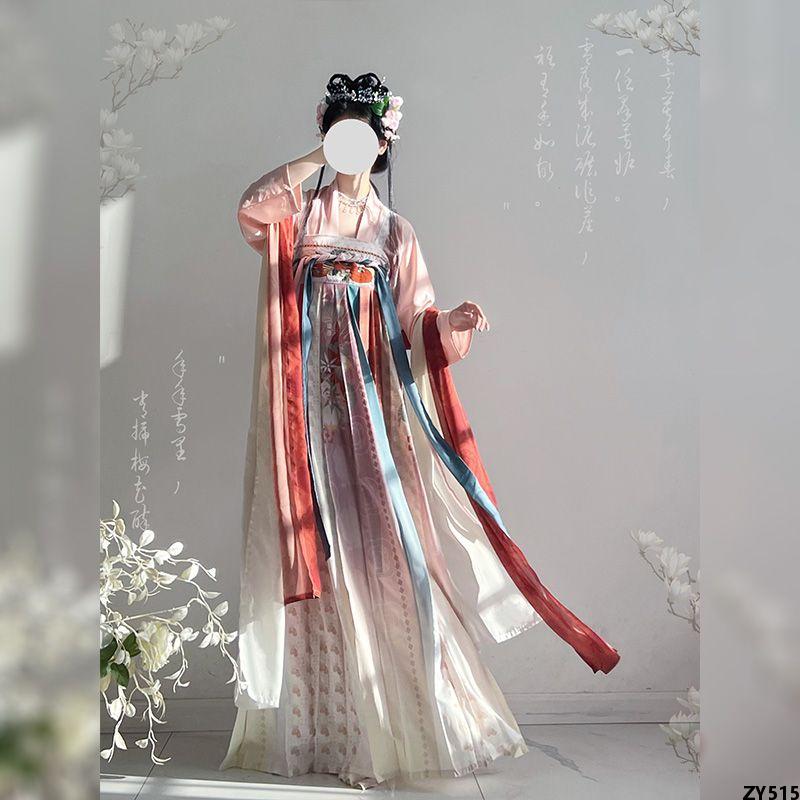 Tang Sản Xuất Han Yi Váy Mùa Xuân Nguyên Bản  Bộ Đồ Yếu Tố Kyushu Đẹp In