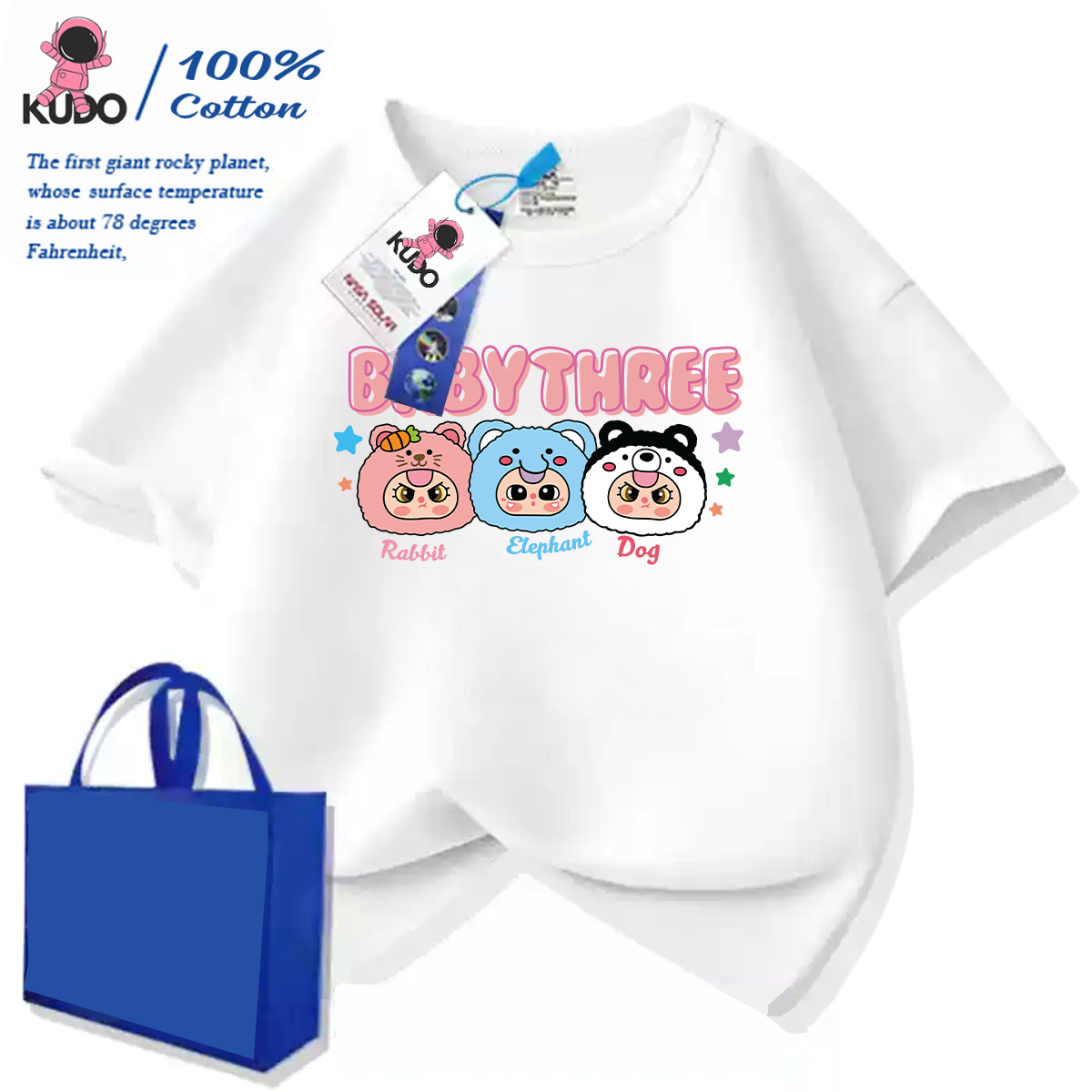 Áo thun cho bé KUDO size 10 - 40 kg họa tiết baby three dễ thương chất vải 100% cotton tự nhiên co dãn 4 chiều siêu thoáng khí tránh hầm bí, bst baby three 03 - 9