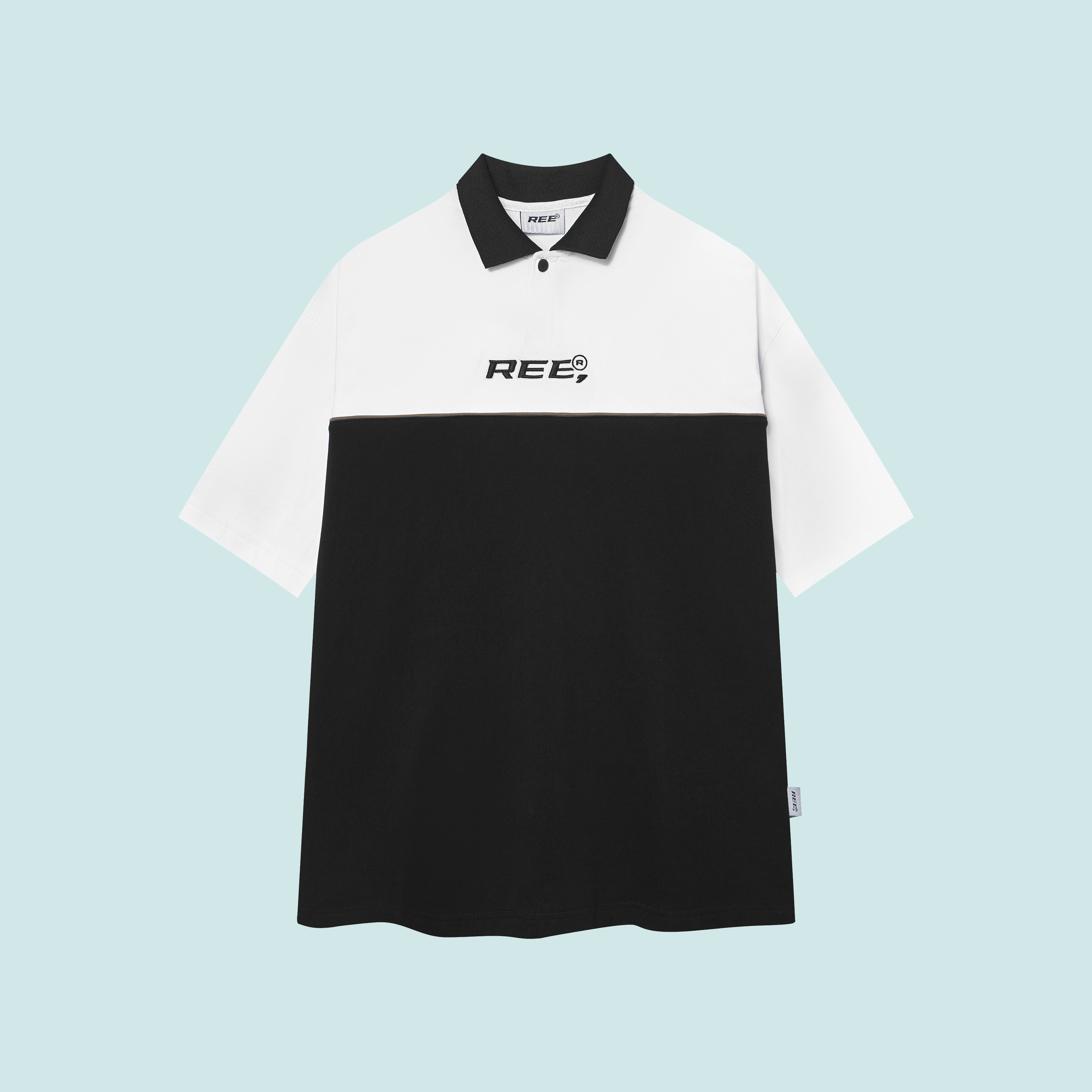 Local brand ree - áo polo basic trắng phối đen
