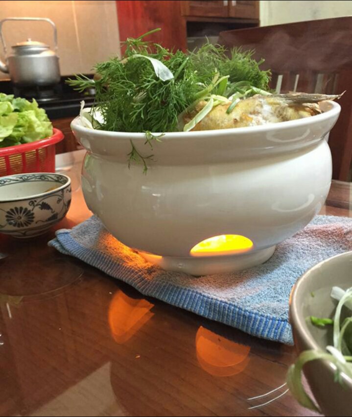 Bếp hâm nóng thức ăn bằng nến (bát sứ Bát Tràng)