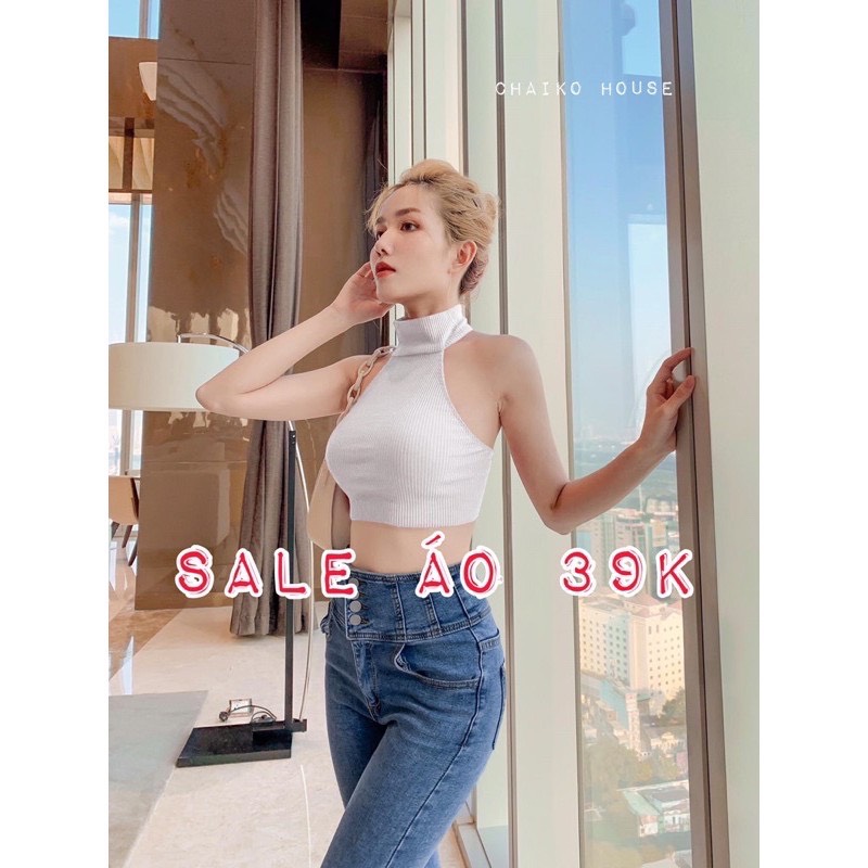 Áo croptop yếm cài cúc ngọc A5062