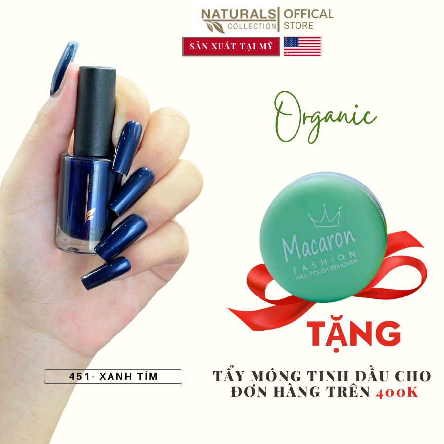 Sơn dưỡng thành phần hữu cơ phục hồi móng yếu, hư tổn USA NATURALS COLLECTION màu xanh đen có nhũ - 7.5ml - 451