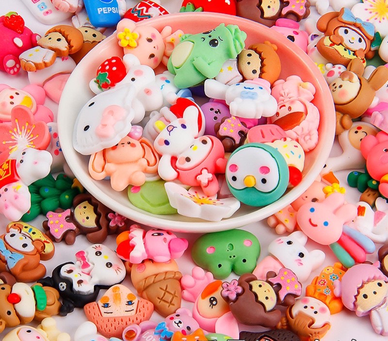 Set 100 charm sticker gắn bình nước, ốp điện thoại, slime