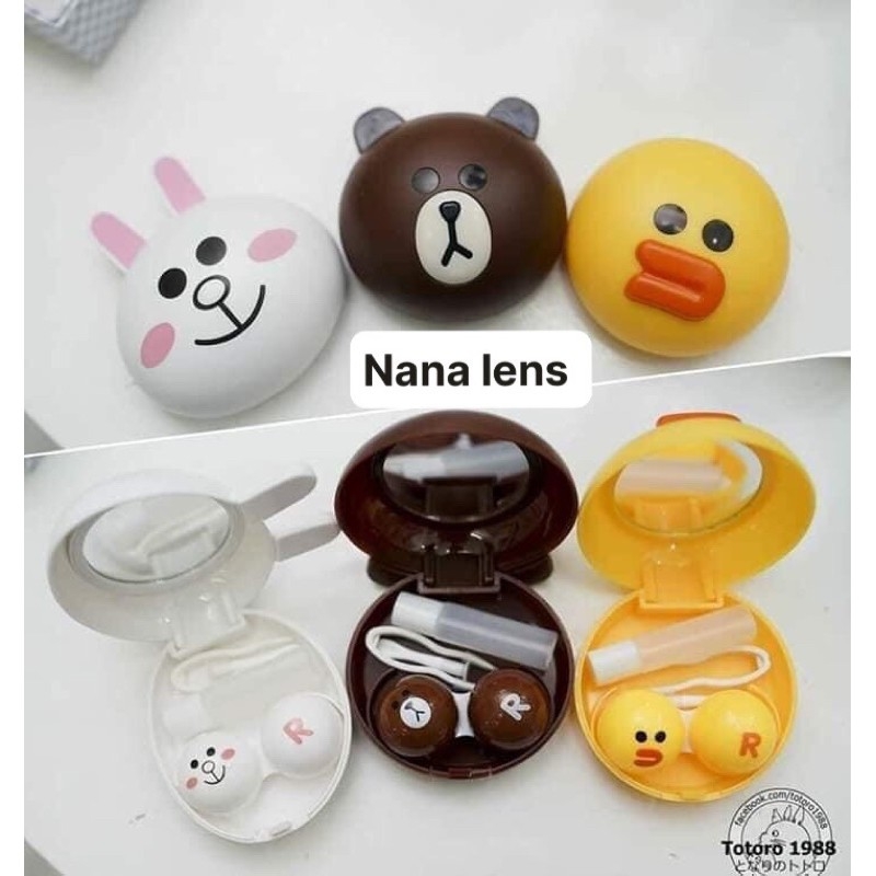 {Kute} Khay thú đựng lens chọn 1 trong 3 mẫu thú ( Gấu - Thỏ - Vịt) siêu đáng yêu (có đủ đồ và dụng cụ đeo tiện lợi ) được chọn mẫu - Nana lens