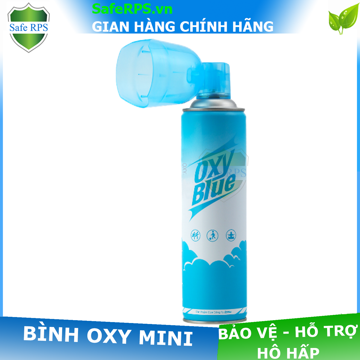 1 Bình Oxy blue Cầm Tay Mini cung cấp Oxy tinh khiết 99% bảo vệ hô hấp , dự phòng , phòng hỏa hoạn , Bình Oxy y tế