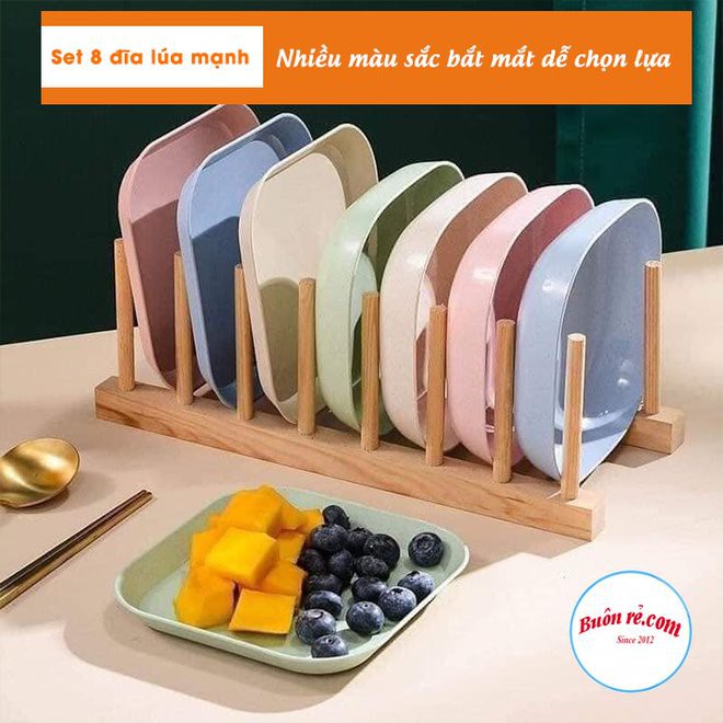 Xả kho - Đĩa nhựa đựng thức ăn, đựng trái cây hình vuông bằng chất liệu nhựa lúa mạch vô cùng độc đáo và tiện dụng