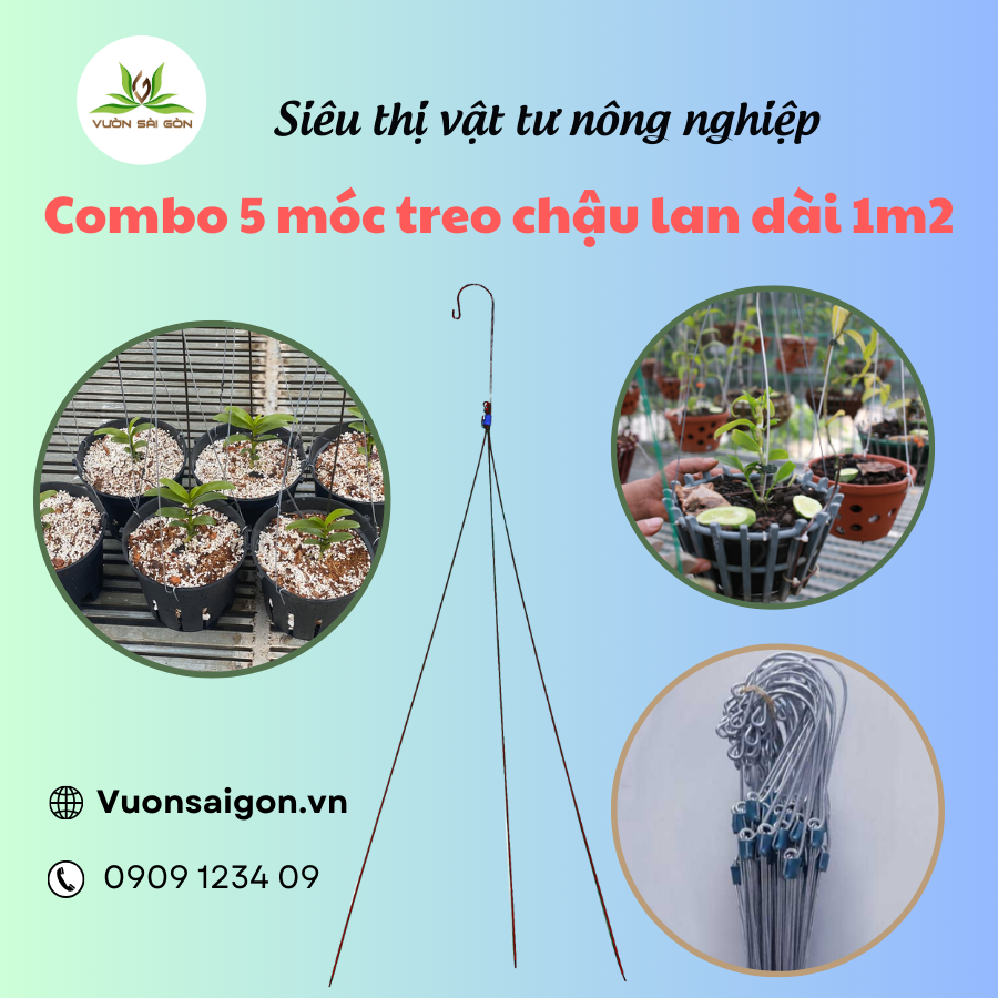 Combo 5 Móc kẽm treo chậu lan 1m2- kẽm chắc bền, chịu lực, dày (Vườn Sài Gòn - Vuon Sai Gon)