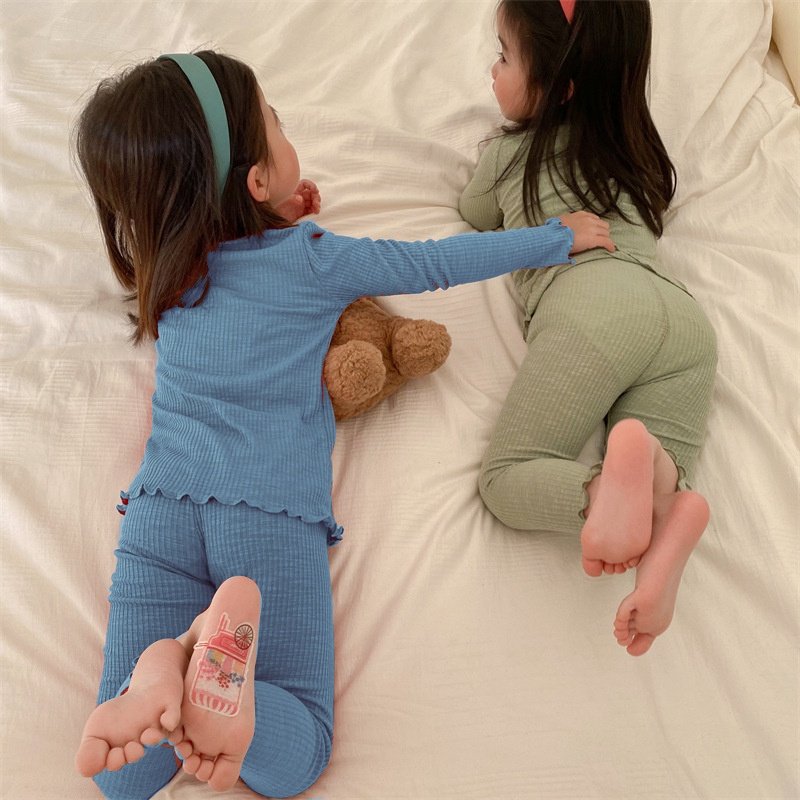 Đồ bộ cho bé dài tay TD006 - đồ bộ bé trai và đồ bộ bé gái vải thun tăm cho bé trai bé gái 7-17kg