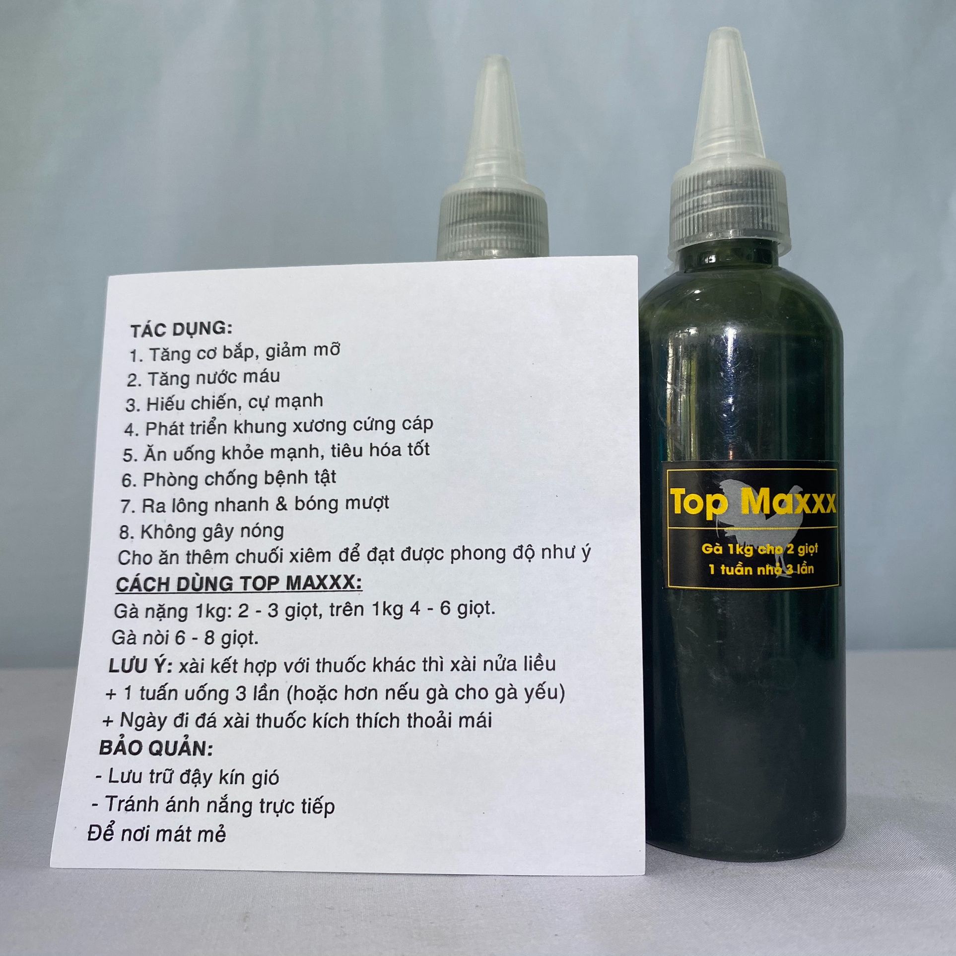 TOPMAXX  đài loan [ chai 100ml ] -THU.ỐC NUÔI CAO CẤP GÀ ĐÁ -TĂNG NƯỚC MÁU -HIẾU CHIẾN - NỞ KHUNG CHO GÀ ĐÁ