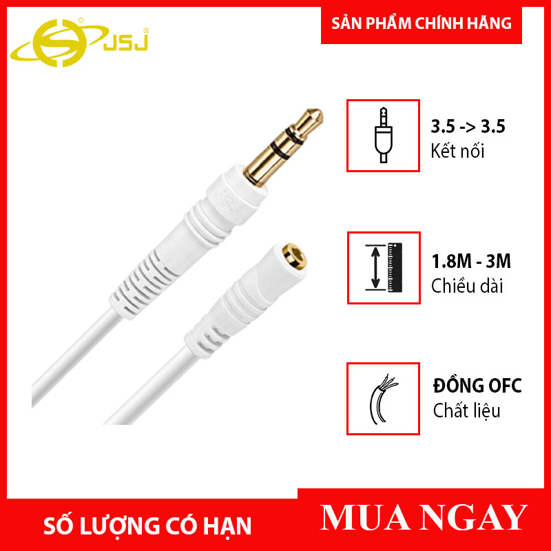 [HCM]Dây Nối Tín Hiệu 3.5 Đực Ra 3.5 Cái Dài 3m JSJ-6131