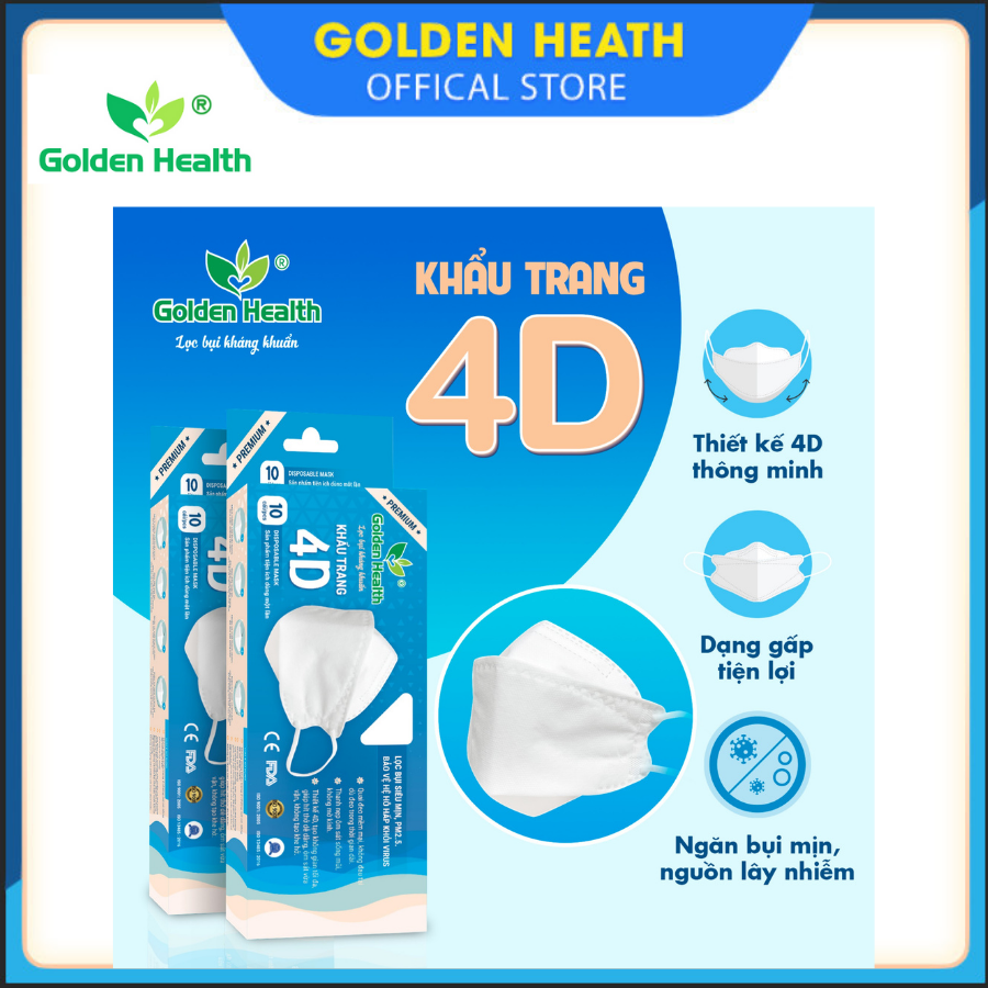 [BÁN CHẠY] KHẨU TRANG 4 LỚP KF94 GOLDEN HEALTH LỌC BỤI, KHÁNG KHUẨN, KHÔNG LEM SON MÔI (KF94)
