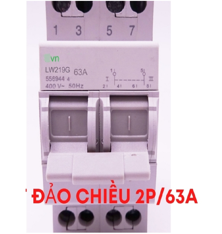 Át đảo chiều 2p , cầu dao đảo chiều dạng attomat 63A/220v