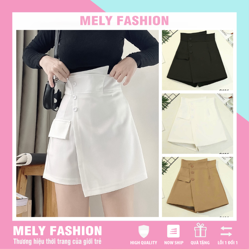 Quần giả váy nữ chữ A lưng cao 3 khuy tôn dáng phong cách sang chảnh trẻ trung năng động có bigsize Mely Fashion CV12