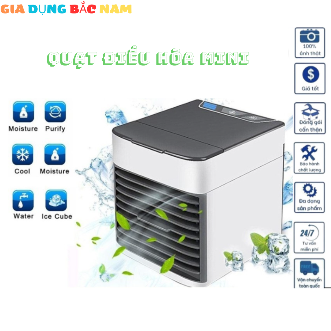 Quạt điều hòa mini hơi nước giá rẻ để bàn siêu mát có khay đựng nước và đá mẫu mới 2023-quạt điều hoà mini-quạt hơi nước mini-quạt sạc tích điện loại lớn-quạt mini cầm tay-quat tich dien-quat mini sac pin-QDH02