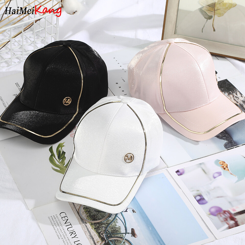 Haimeikang Mũ Bóng Chày Ins Hàn Quốc Mũ Chống Nắng Học Sinh Đánh Bóng Chữ M Màu Trơn Mũ Lưu Vực Đơn Giản Thời Trang Mũ Nam Nữ Chất Lượng Cao