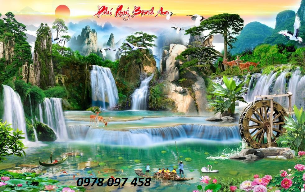 Tranh phong cảnh phòng khách.