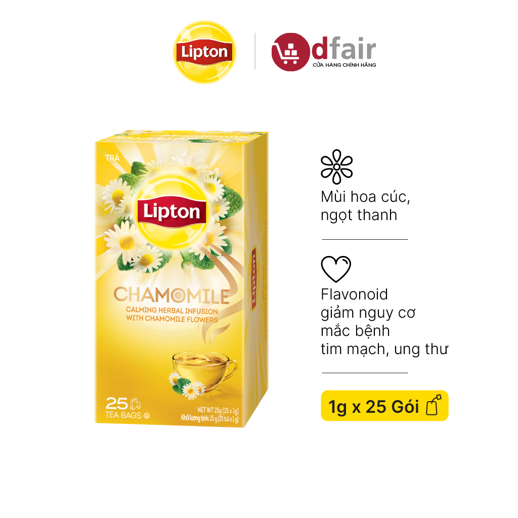 Hộp 25 gói trà lipton - trà hoa cúc helium chamomile 1g/gói