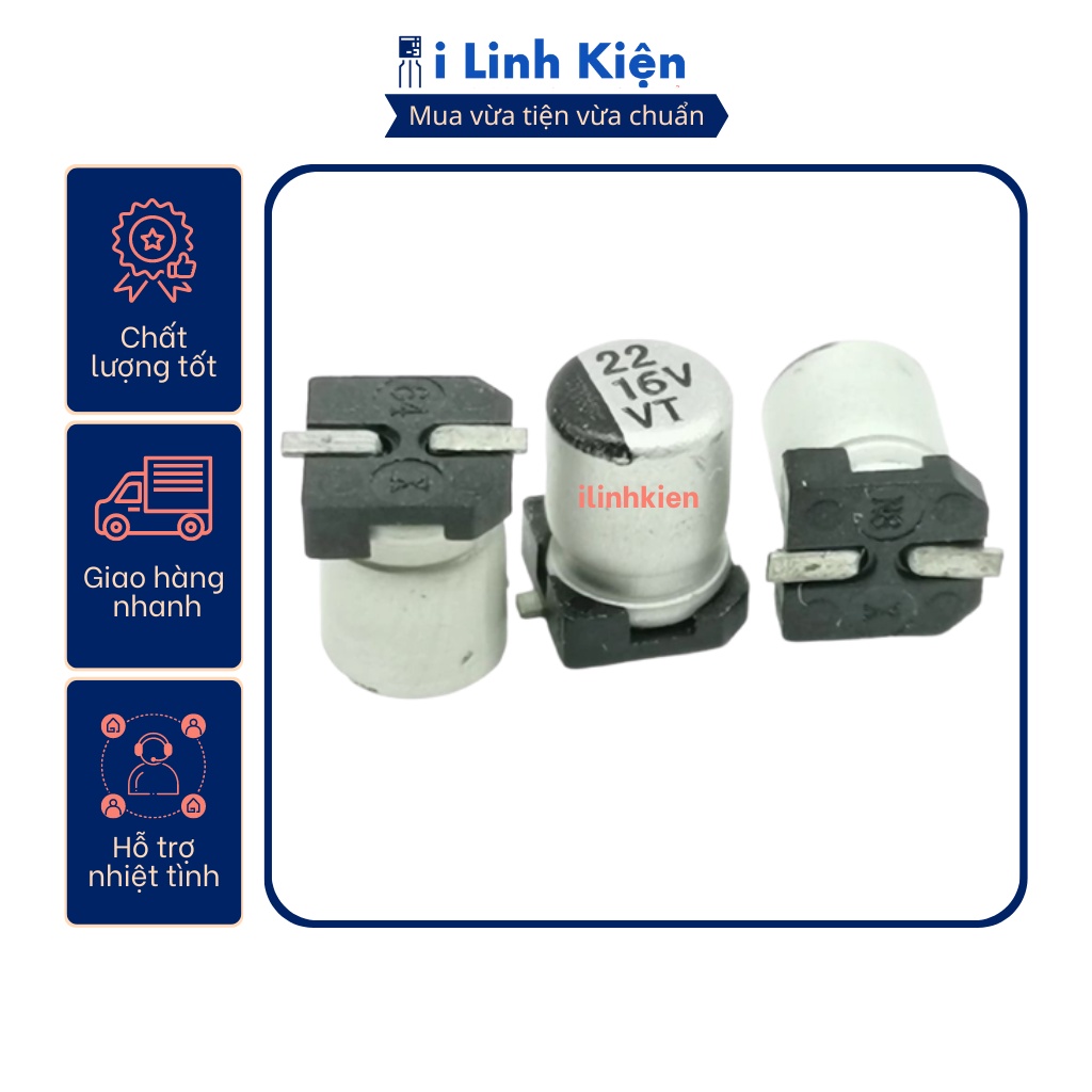 Tụ nhôm 16V 22uF 4x5.4mm chính hãng chất lượng tốt