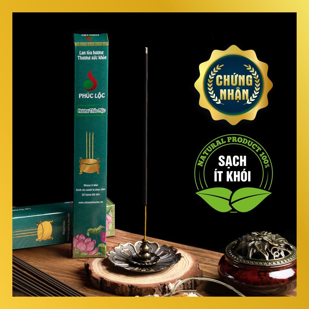 Nhang thảo mộc 100 nén - nhang sạch ít khói phúc lộc - nhang xanh sạch - cam kết ít khói